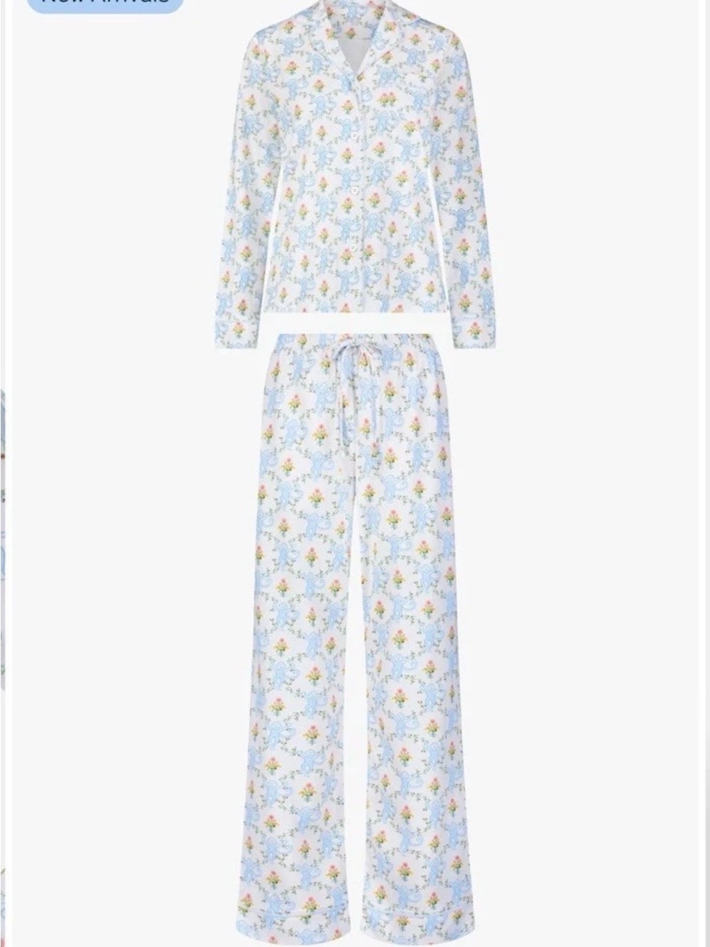 NWT Roller Rabbit x Hill House Home Blue Floral Monkey Trellis Pajama Set medium